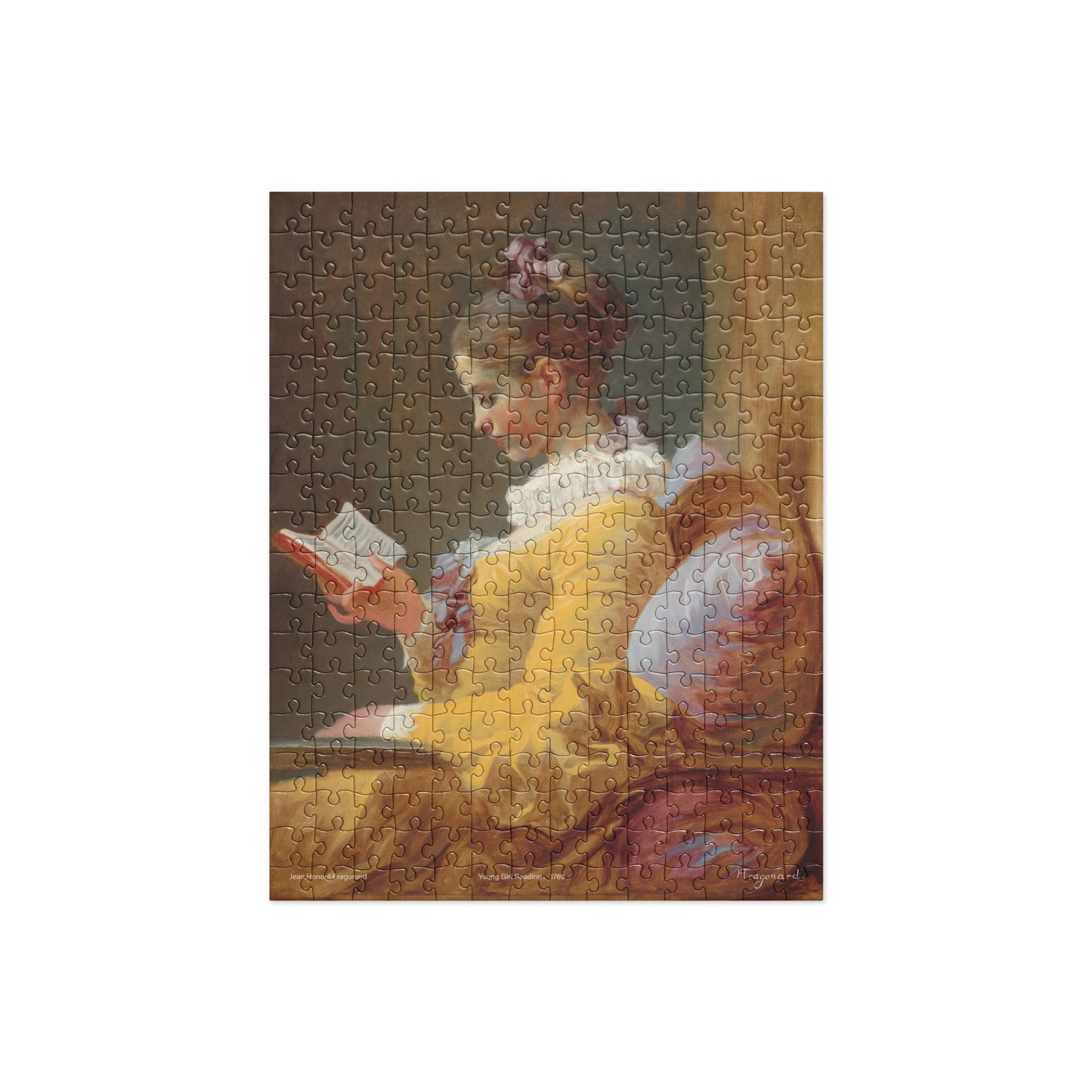 Young Girl Reading Jigsaw Puzzle